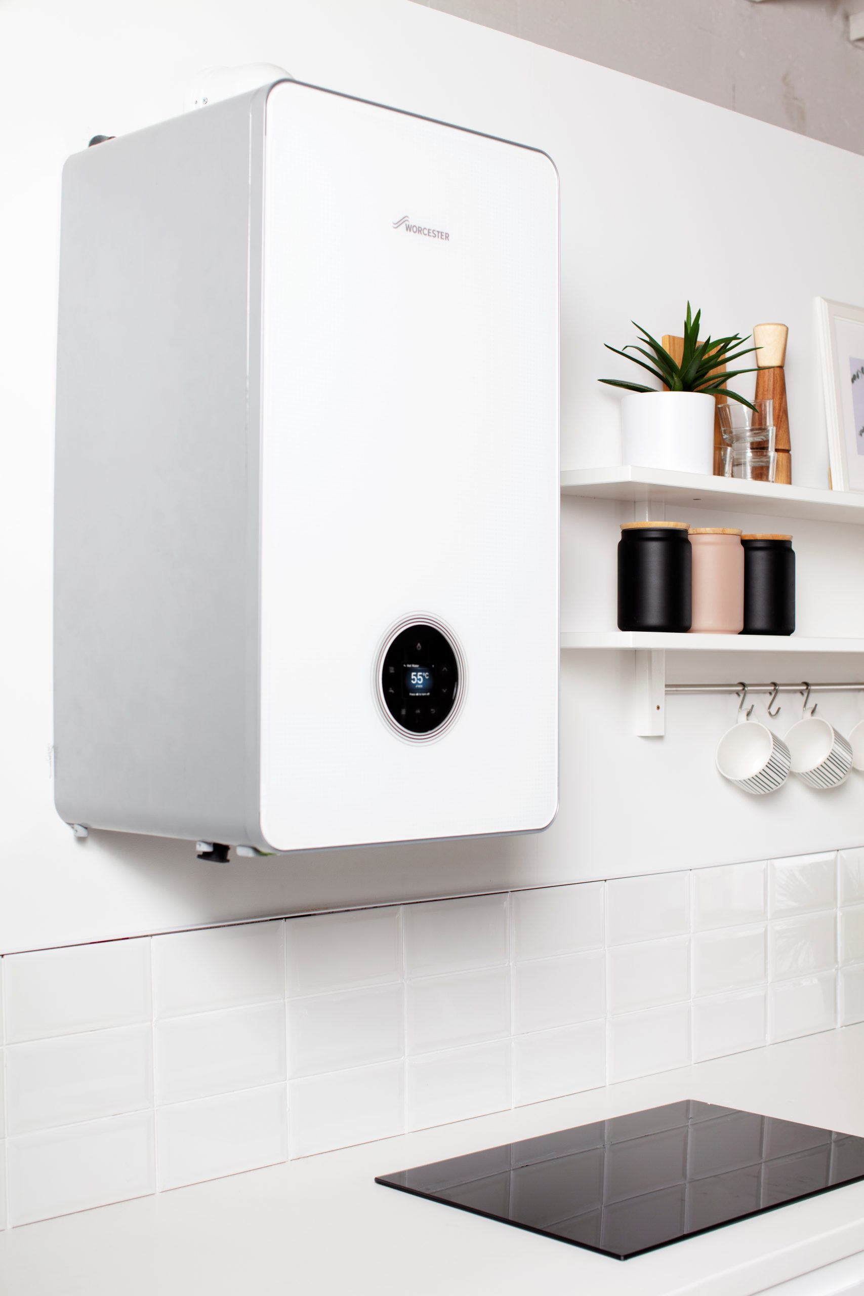 white boiler on wall